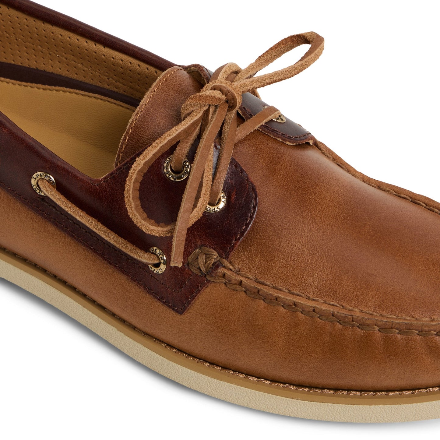 Gold Authentic Original™ 2-Eye Lite Boat Shoe Tan Combo Men's Leather | Sperry Outlet
