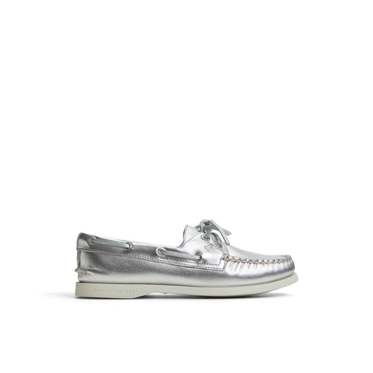 Authentic Original™ 2 Eye Boat Shoe Silver Women's Leather | Sperry For sale