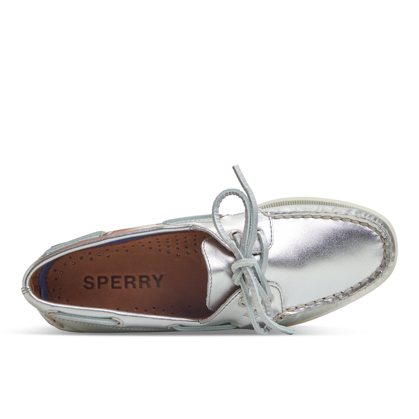 Authentic Original™ 2 Eye Boat Shoe Silver Women's Leather | Sperry For sale